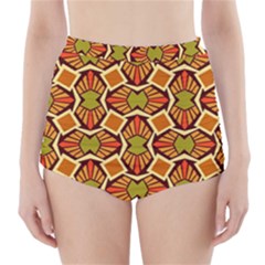 Geometry Shape Retro Trendy Symbol High-waisted Bikini Bottoms