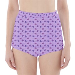 Pattern Background Violet Flowers High-waisted Bikini Bottoms by Nexatart