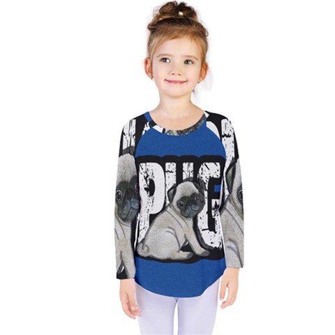 Pug Kids  Long Sleeve Tee by Valentinaart