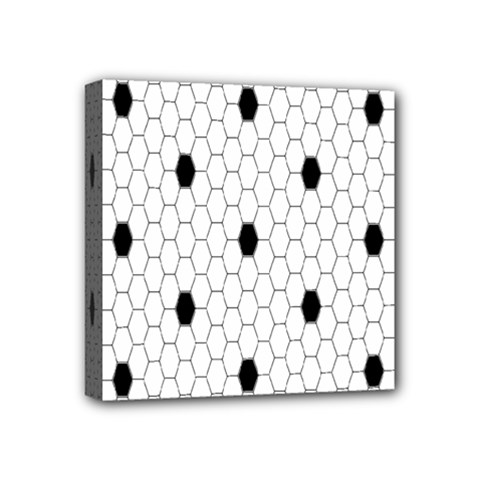 Black White Hexagon Dots Mini Canvas 4  X 4  by Mariart