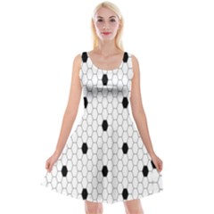 Black White Hexagon Dots Reversible Velvet Sleeveless Dress by Mariart
