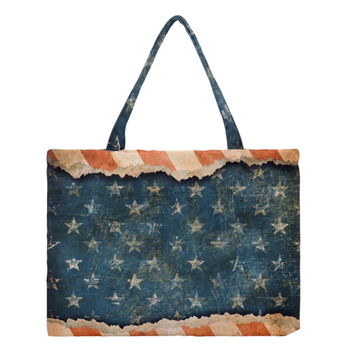 Grunge Ripped Paper Usa Flag Medium Tote Bag