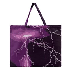 Lightning Pink Sky Rain Purple Light Zipper Large Tote Bag by Mariart