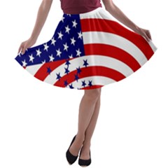 Star Line Hole Red Blue A-line Skater Skirt by Mariart