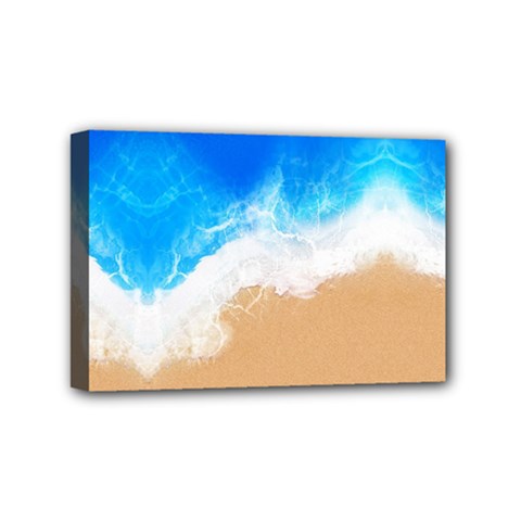 Sand Beach Water Sea Blue Brown Waves Wave Mini Canvas 6  X 4  by Mariart