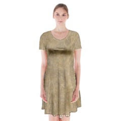 Abstract Forest Trees Age Aging Short Sleeve V-neck Flare Dress