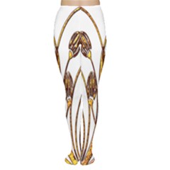 Scroll Gold Floral Design Women s Tights