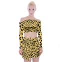 Skin Animals Cheetah Dalmation Black Yellow Off Shoulder Top with Skirt Set View1