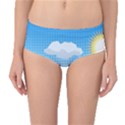 Grid Sky Course Texture Sun Mid-Waist Bikini Bottoms View1