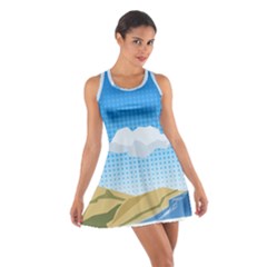 Grid Sky Course Texture Sun Cotton Racerback Dress by Nexatart