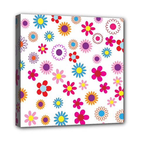 Floral Flowers Background Pattern Mini Canvas 8  X 8 