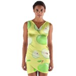Apples Apple Pattern Vector Green Wrap Front Bodycon Dress