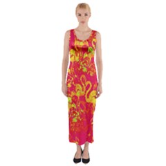 Flamingo Pattern Fitted Maxi Dress by ValentinaDesign