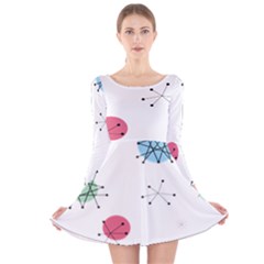 Atomic Starbursts Circle Line Polka Long Sleeve Velvet Skater Dress by Mariart