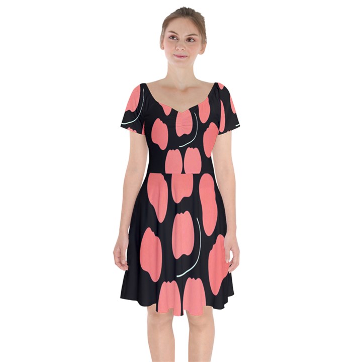 Craft Pink Black Polka Spot Short Sleeve Bardot Dress