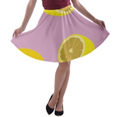 Fruit Lemons Orange Purple A-line Skater Skirt by Mariart