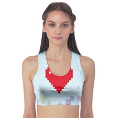 Red Heart Love Plaid Red Blue Sports Bra by Mariart