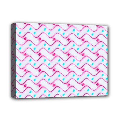 Squiggle Red Blue Milk Glass Waves Chevron Wave Pink Deluxe Canvas 16  X 12   by Mariart