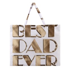 Best Dad Ever Gold Look Elegant Typography Zipper Large Tote Bag by yoursparklingshop