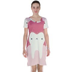 Sad Tooth Pink Short Sleeve Nightdress by Mariart