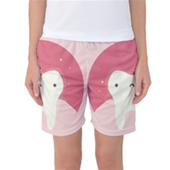 Sad Tooth Pink Women s Basketball Shorts by Mariart