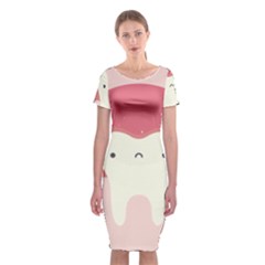 Sad Tooth Pink Classic Short Sleeve Midi Dress by Mariart