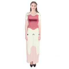 Sad Tooth Pink Short Sleeve Maxi Dress by Mariart