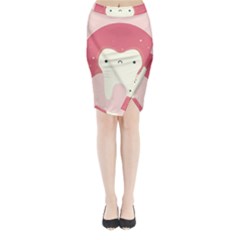 Sad Tooth Pink Midi Wrap Pencil Skirt by Mariart