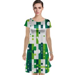 Generative Art Experiment Rectangular Circular Shapes Polka Green Vertical Cap Sleeve Nightdress by Mariart