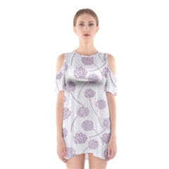 Purple Tulip Flower Floral Polkadot Polka Spot Shoulder Cutout One Piece by Mariart