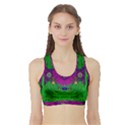 Summer Flower Girl With Pandas Dancing In The Green Sports Bra with Border View1