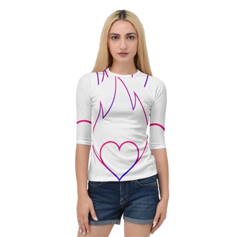 Heart Flame Logo Emblem Quarter Sleeve Tee by Nexatart