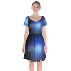 Network Cobweb Networking Bill Short Sleeve Bardot Dress by Nexatart