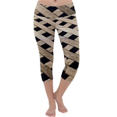Texture Wood Flooring Brown Macro Capri Yoga Leggings