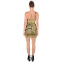 Birds Figure Old Brown One Soulder Bodycon Dress View2