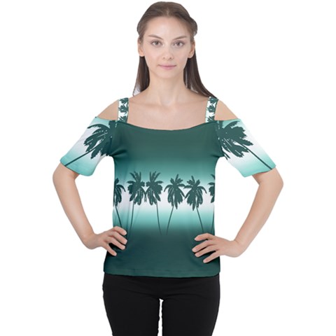 Tropical Sunset Women s Cutout Shoulder Tee by Valentinaart