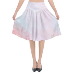 Watercolor Floral Flared Midi Skirt by Nexatart