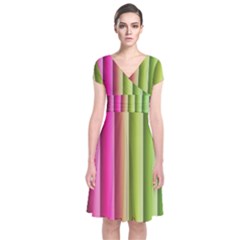 Vertical Blinds A Completely Seamless Tile Able Background Short Sleeve Front Wrap Dress