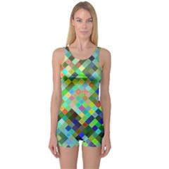 Pixel Pattern A Completely Seamless Background Design One Piece Boyleg Swimsuit by Nexatart