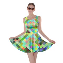 Pixel Pattern A Completely Seamless Background Design Skater Dress by Nexatart