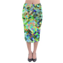 Pixel Pattern A Completely Seamless Background Design Midi Pencil Skirt by Nexatart