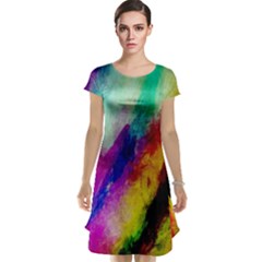 Colorful Abstract Paint Splats Background Cap Sleeve Nightdress by Nexatart