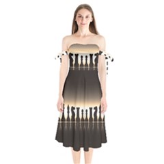 Chess Pieces Shoulder Tie Bardot Midi Dress by Valentinaart