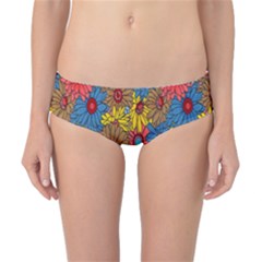 Background With Multi Color Floral Pattern Classic Bikini Bottoms