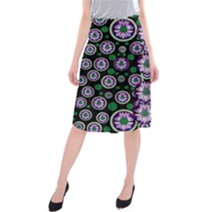 Fantasy Flower Forest  In Peacock Jungle Wood Midi Beach Skirt by pepitasart