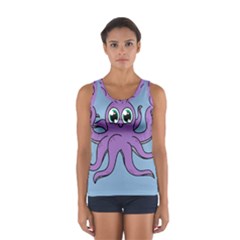 Colorful Cartoon Octopuses Pattern Fear Animals Sea Purple Women s Sport Tank Top 