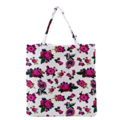 Crown Red Flower Floral Calm Rose Sunflower White Grocery Tote Bag by Mariart