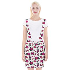 Crown Red Flower Floral Calm Rose Sunflower White Braces Suspender Skirt by Mariart