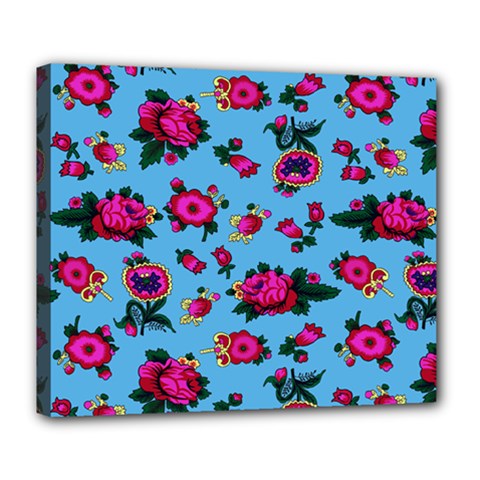 Crown Red Flower Floral Calm Rose Sunflower Deluxe Canvas 24  X 20   by Mariart