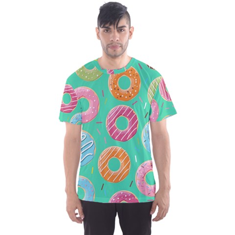 Doughnut Bread Donuts Green Men s Sports Mesh Tee by Mariart